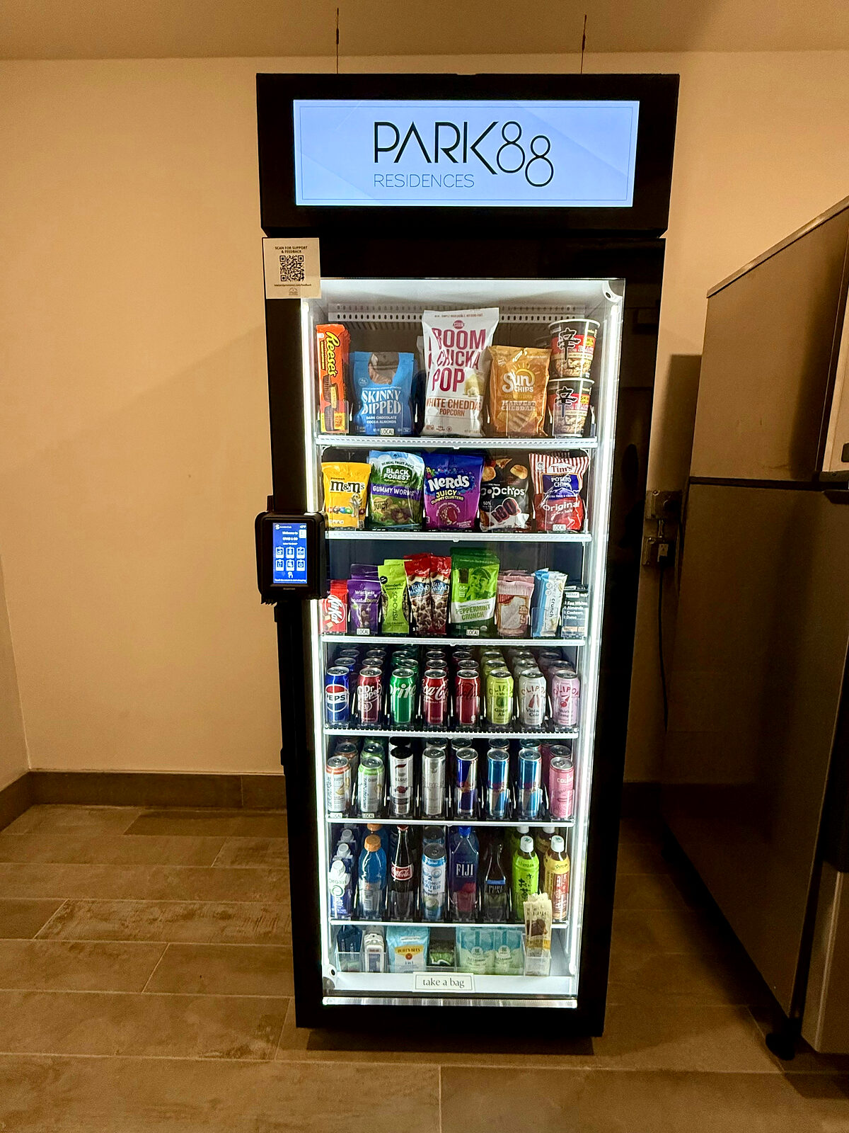 Smart vending machine in an apartment community lobby in Moscow, Idaho