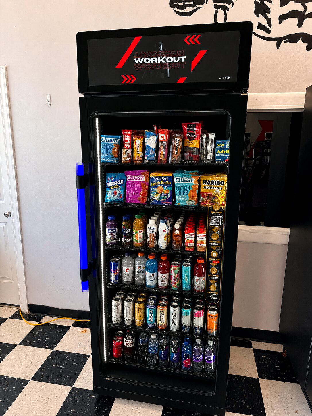 Smart vending machine on the floor of a boutique gym near Moscow, ID